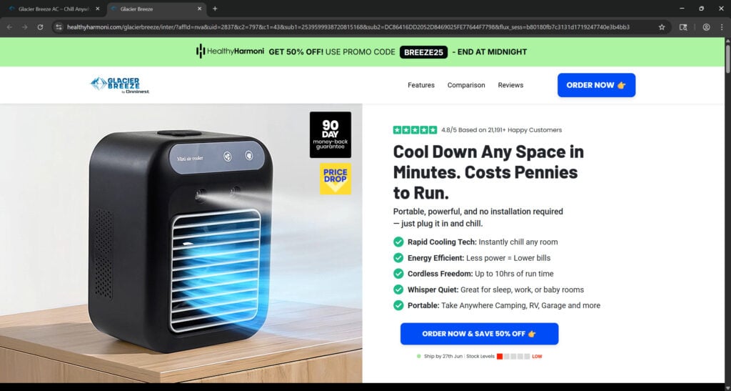 glacier breeze portable ac