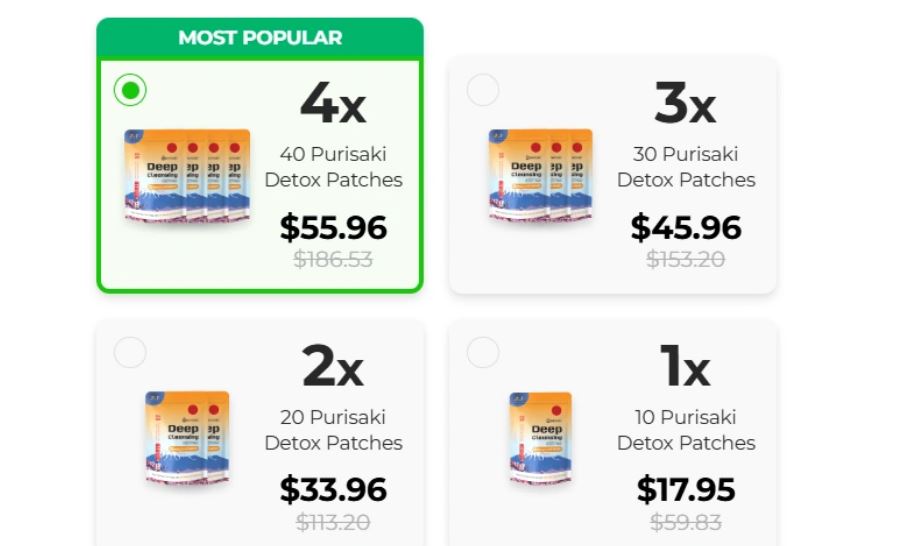 Purisaki Detox patches pricing and options